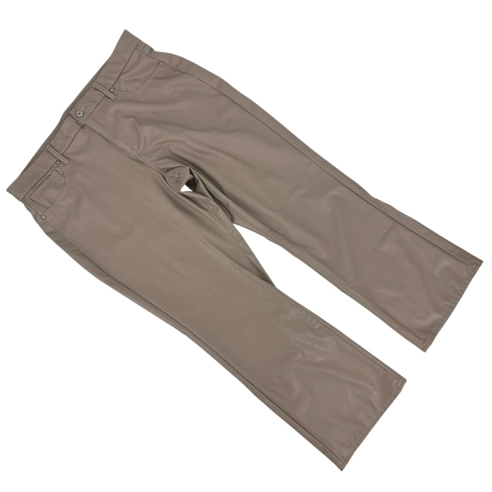 American Eagle NWOT Tan Vegan Leather Curvy Kick Boot Crop Pants, 16 Long